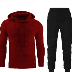 Men's Hoodie Tracksuit Sweatsuit Apricot Black White Army Green Red Hooded Plain 2 Piece Sports & Outdoor Daily Holiday Streetwear Basic Casual Spring & Fall Clothing Apparel Hoodies Sweatshirts