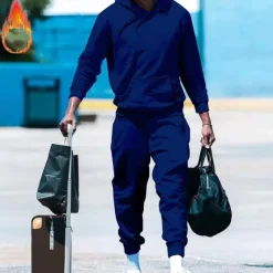 Men's Hoodie Tracksuit Sweatsuit Black White Red Royal Blue Orange Hooded Plain Drawstring 2 Piece Front Pocket Sports & Outdoor Daily Holiday Streetwear Basic Casual Fall & Winter Clothing Apparel