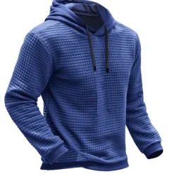 Men's Hoodie Waffle Hoodies Blue Brown Green Khaki Gray Hooded Plain Ribbed Textured Knit-texture Sports & Outdoor Daily Holiday Polyester Streetwear Cool Casual Spring & Fall Clothing Apparel