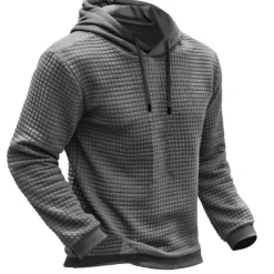 Men's Hoodie Waffle Hoodies Blue Brown Green Khaki Gray Hooded Plain Ribbed Textured Knit-texture Sports & Outdoor Daily Holiday Polyester Streetwear Cool Casual Spring & Fall Clothing Apparel