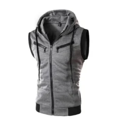 Men's Hoodie Wine Red Light Grey Dark Gray Hooded Color Block Sports & Outdoor Polyester Casual Clothing Apparel Hoodies Sweatshirts Sleeveless