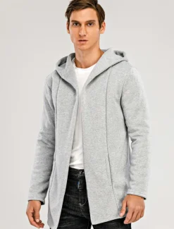 Men's Hoodied Jacket Casual Jacket Daily Wear Hooded Casual Jacket Outerwear Plain Black White Light Grey