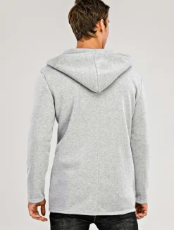 Men's Hoodied Jacket Casual Jacket Daily Wear Hooded Casual Jacket Outerwear Plain Black White Light Grey