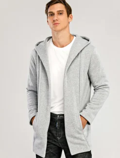 Men's Hoodied Jacket Casual Jacket Daily Wear Hooded Casual Jacket Outerwear Plain Black White Light Grey