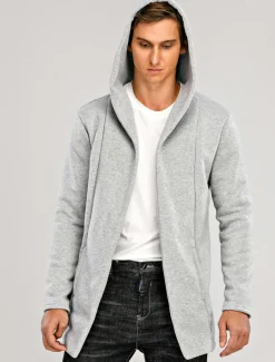 Men's Hoodied Jacket Casual Jacket Daily Wear Hooded Casual Jacket Outerwear Plain Black White Light Grey