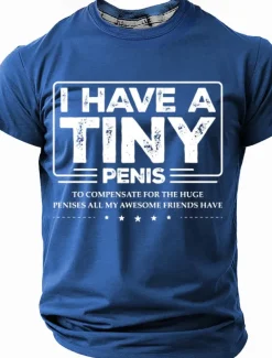 Men's I Have A Tiny Penis Adult Humor T Shirt Short Sleeve T shirt 3D Print Crew Neck Shirt Fashion Daily Street Casual Black Red Blue Summer Spring Clothing Apparel
