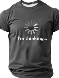 Men's I'm Thinking Funny T Shirt Short Sleeve T shirt 3D Print Crew Neck Shirt Fashion Daily Basic Street Casual Daily Black Blue Green Summer Spring All Seasons Clothing Apparel S M L XL XXL XXXL