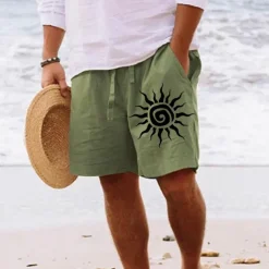 Men's Indian Culture Shorts Summer Shorts Beach Shorts Mid Waist Hawaiian Casual Holiday St. Patrick's Day Drawstring Elastic Waist Print Designer Clothing Apparel