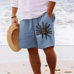 Men's Indian Culture Shorts Summer Shorts Beach Shorts Mid Waist Hawaiian Ethnic Casual Holiday St. Patrick's Day Drawstring Elastic Waist Print Designer Clothing Apparel