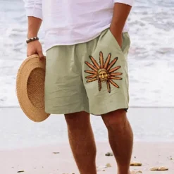 Men's Indian Culture Shorts Summer Shorts Beach Shorts Mid Waist Hawaiian Ethnic Casual Holiday St. Patrick's Day Drawstring Elastic Waist Print Designer Clothing Apparel