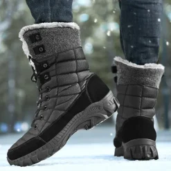 Men's Insulated Winter Snow Boots with Fur Lining - Waterproof, Anti-Slip Outdoor Boots for Cold Weather and Snowy Conditions