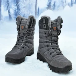 Men's Insulated Winter Snow Boots with Fur Lining - Waterproof, Anti-Slip Outdoor Boots for Cold Weather and Snowy Conditions