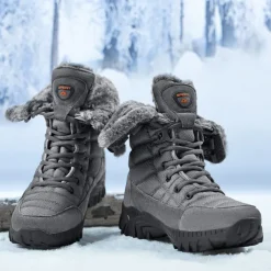Men's Insulated Winter Snow Boots with Fur Lining - Waterproof, Anti-Slip Outdoor Boots for Cold Weather and Snowy Conditions