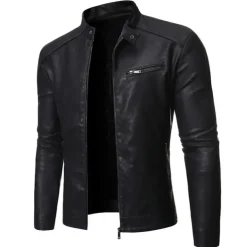 Men's Jacket Faux Leather Jacket Casual Jacket Biker Jacket Motorcycle Jacket Thermal Warm Rain Waterproof Breathable Daily Going out Zipper Stand Collar Streetwear Jacket Outerwear Blooming Pocket