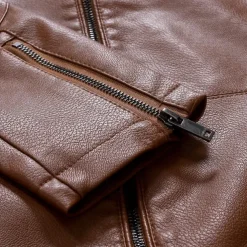 Men's Jacket Faux Leather Jacket Casual Jacket Biker Jacket Motorcycle Jacket Thermal Warm Rain Waterproof Breathable Daily Going out Zipper Stand Collar Streetwear Jacket Outerwear Blooming Pocket