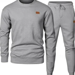 Men's Jacquard Tracksuit T shirt & Shorts Set Outfit Set Crew Neck Outdoor Daily Sports Pocket Drawstring 2 Piece Plain Black Khaki Army Green Polyester Activewear Classic Casual Spring