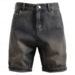 Men's Jeans Denim Shorts Buttons Pocket Gradient Knee Length Outdoor Vacation Casual Vacation Vintage Blue Grey Micro-elastic