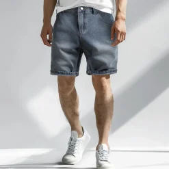 Men's Jeans Denim Shorts Buttons Pocket Gradient Knee Length Outdoor Vacation Casual Vacation Vintage Blue Grey Micro-elastic