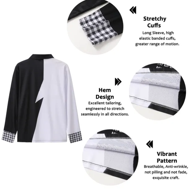 Men's Jesus Christian Hawaiian Polo Shirts Golf Shirt Long Sleeve Polo Shirts Collared Shirts Casual Beach Wear Vacation Wear Party Outfits Buttons 3D Print White Light Green Blue