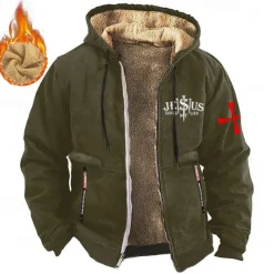 Men's Jesus Cowboy Sweatshirt Long Sleeve Sweatshirts Hooded Vintage Western Style Sports & Outdoor Vacation Fall & Winter Black Brown Green Clothing Apparel Designer Graphic Print S M L XL XXL XXXL