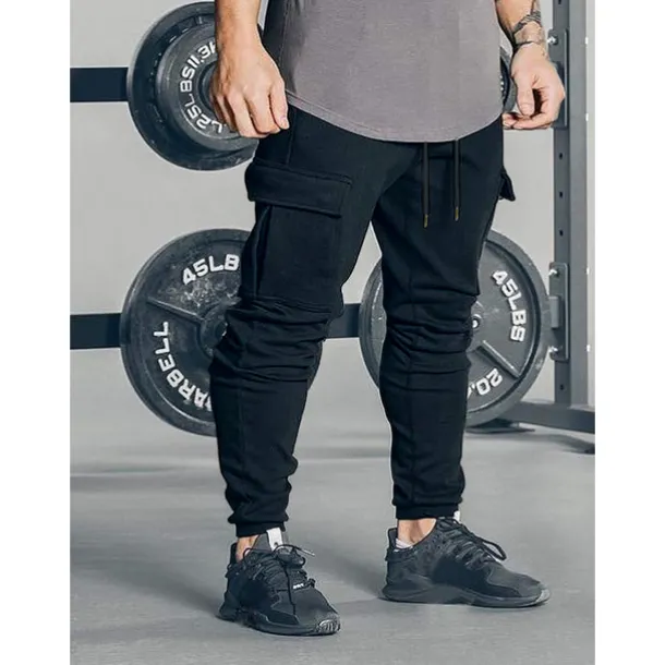 Men's Joggers Cargo Pants Drawstring Beam Foot Bottoms Outdoor Street Cotton Breathable Soft Fitness Gym Workout Performance Sportswear Activewear Solid Colored Dark Grey White Black / Stretchy
