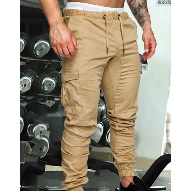 Men's Joggers Cargo Pants Drawstring Beam Foot Bottoms Outdoor Street Cotton Breathable Soft Fitness Gym Workout Performance Sportswear Activewear Solid Colored Dark Grey White Black / Stretchy