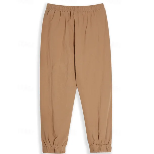 Men's Joggers Linen Pants Trousers Summer Pants Casual Pants Pocket Drawstring Elastic Waist Plain Comfort Breathable Home Daily Holiday Basic Casual Black White Inelastic