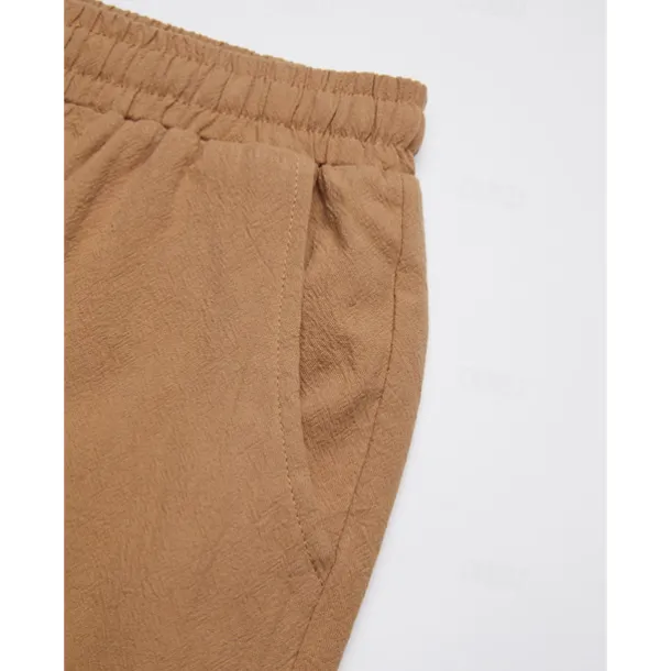 Men's Joggers Linen Pants Trousers Summer Pants Casual Pants Pocket Drawstring Elastic Waist Plain Comfort Breathable Home Daily Holiday Basic Casual Black White Inelastic