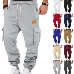 Men's Joggers Trousers Cargo Sweatpants Pocket Drawstring Elastic Waist Plain Comfort Sports Outdoor Daily Fashion Casual Black White Micro-elastic