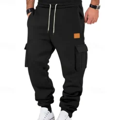Men's Joggers Trousers Cargo Sweatpants Pocket Drawstring Elastic Waist Plain Comfort Sports Outdoor Daily Fashion Casual Black White Micro-elastic