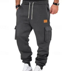 Men's Joggers Trousers Cargo Sweatpants Pocket Drawstring Elastic Waist Plain Comfort Sports Outdoor Daily Fashion Casual Black White Micro-elastic