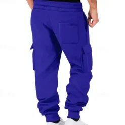 Men's Joggers Trousers Cargo Sweatpants Pocket Drawstring Elastic Waist Plain Comfort Sports Outdoor Daily Fashion Casual Black White Micro-elastic