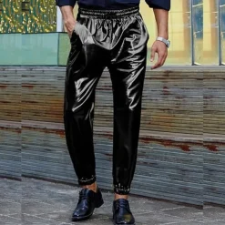 Men's Joggers Trousers Casual Pants Pocket Drawstring Elastic Waist Plain Comfort Stage Vacation Fashion Casual Silver Black Micro-elastic