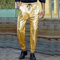 Men's Joggers Trousers Casual Pants Pocket Drawstring Elastic Waist Plain Comfort Stage Vacation Fashion Casual Silver Black Micro-elastic