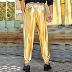 Men's Joggers Trousers Casual Pants Pocket Drawstring Elastic Waist Plain Comfort Stage Vacation Fashion Casual Silver Black Micro-elastic