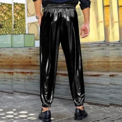 Men's Joggers Trousers Casual Pants Pocket Drawstring Elastic Waist Plain Comfort Stage Vacation Fashion Casual Silver Black Micro-elastic