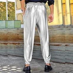 Men's Joggers Trousers Casual Pants Pocket Drawstring Elastic Waist Plain Comfort Stage Vacation Fashion Casual Silver Black Micro-elastic