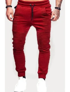 Men's Jogging Running Sweatpants Casual Solid Drawstring Gym Athletic Pants Trendy Fitted Slim Mid-Waist Track Pants Army Green