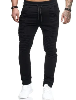 Men's Jogging Running Sweatpants Casual Solid Drawstring Gym Athletic Pants Trendy Fitted Slim Mid-Waist Track Pants Army Green