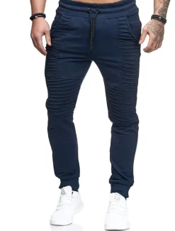 Men's Jogging Running Sweatpants Casual Solid Drawstring Gym Athletic Pants Trendy Fitted Slim Mid-Waist Track Pants Army Green