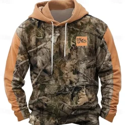 Men's Jungle Hoodies Daily Casual Long Sleeve Hooded Vacation Sports Outdoor Streetwear Black Brown Print Front Pocket Spring & Fall Designer