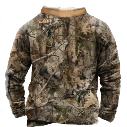 Men's Jungle Sweatshirt Quarter Zip Sweatshirt Long Sleeve Sweatshirt Stand Collar Quarter Zip Casual Vintage Retro 3D Print Vacation Going out Streetwear Half Zip Fall Winter