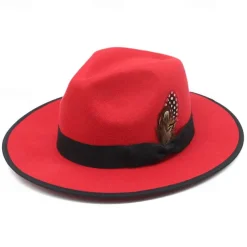 Men's Kentucky Derby Hat Sun Hat Cowboy Hat Fedora Trilby Hat Black Red Woolen Vintage Style Fashion 18th Century State of Texas Daily Theme Party Color Block Sunscreen Cosplay