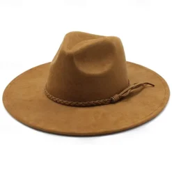 Men's Kentucky Derby Hat Sun Hat Cowboy Hat Fedora Trilby Hat Black Camel Woolen Vintage Style Fashion 18th Century State of Texas Daily Theme Party Solid / Plain Color Sunscreen Cosplay
