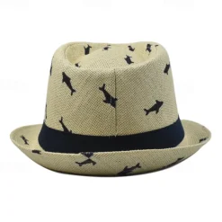 Men's Kentucky Derby Hat Sun Hat Party Hat White khaki Cotton Fashion Casual Street Daily Fish Sunscreen Breathable
