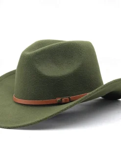 Men's Kentucky Derby Hat Sun Hat Cowboy Hat Fedora Trilby Hat Black Red Woolen Vintage Style Fashion 18th Century State of Texas Daily Theme Party Solid / Plain Color Sunscreen Adjustable Size Cosplay