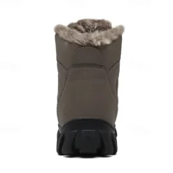 Men's Khaki Winter Hiking Boots – Fur-Lined Warm Outdoor Boots with Durable Non-Slip Sole for Cold Weather