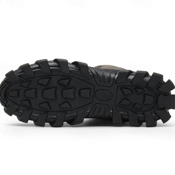 Men's Khaki Winter Hiking Boots – Fur-Lined Warm Outdoor Boots with Durable Non-Slip Sole for Cold Weather