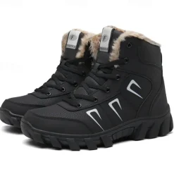 Men's Khaki Winter Hiking Boots – Fur-Lined Warm Outdoor Boots with Durable Non-Slip Sole for Cold Weather
