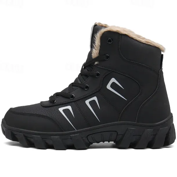 Men's Khaki Winter Hiking Boots – Fur-Lined Warm Outdoor Boots with Durable Non-Slip Sole for Cold Weather